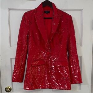 Michael Costello Red Sequin Blazer Jacket Chedraui size is 36